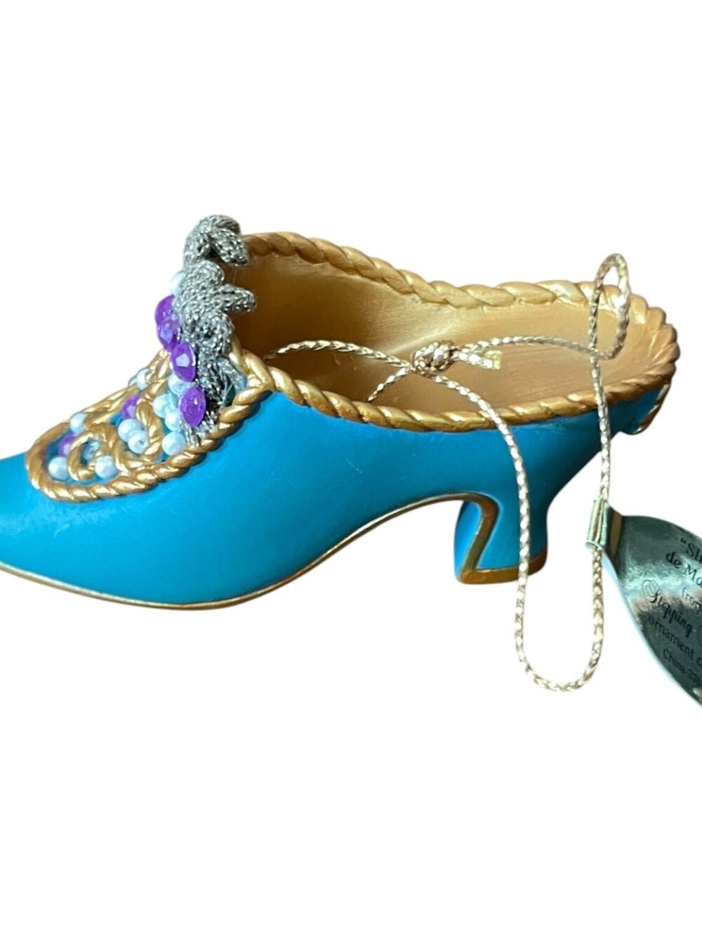 Ashton-Drake Stepping In Time Slipper de Marquise Ornament Teal Gold Purple
